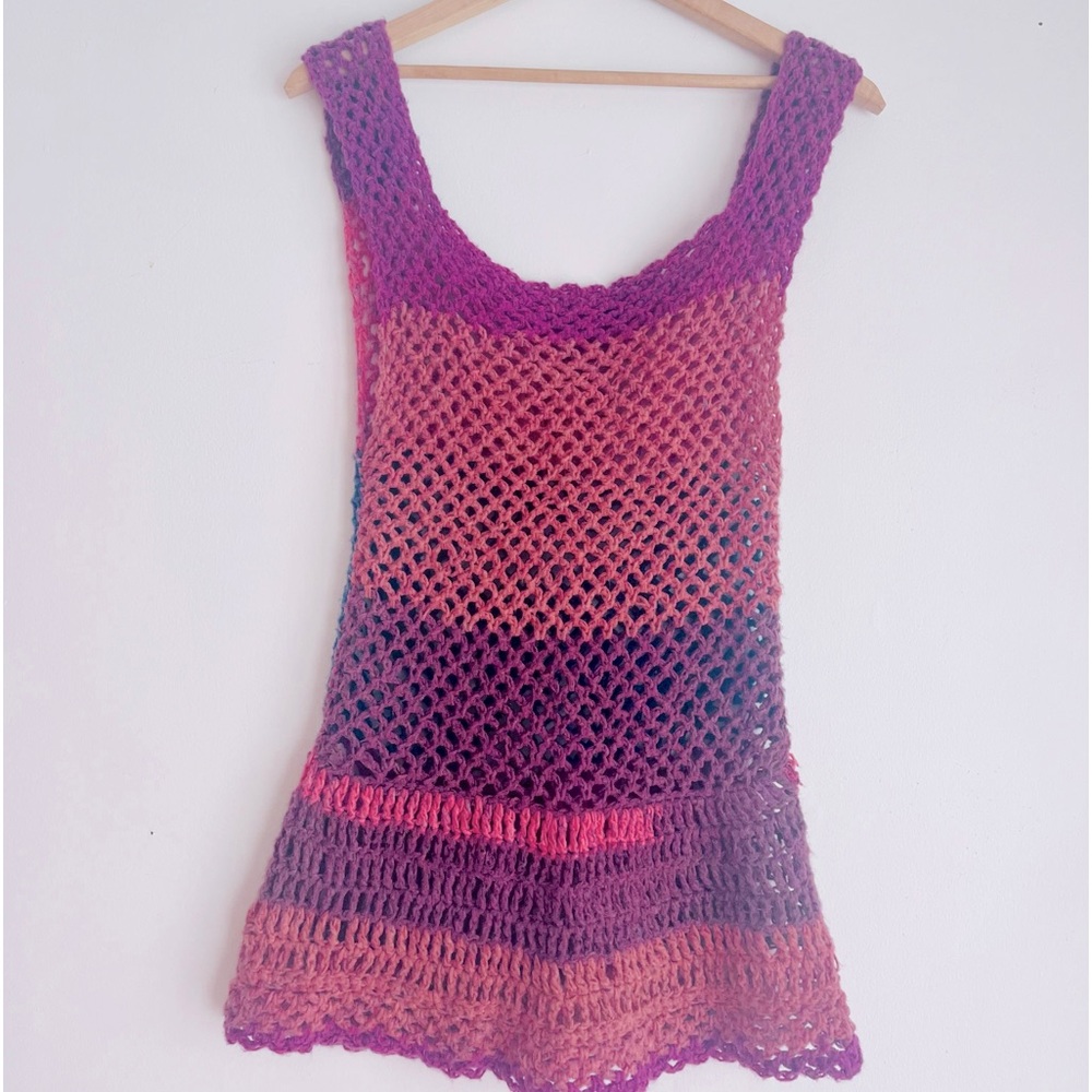 Dress summer crochet mesh handmade boho chic dress handcrafted unique dress